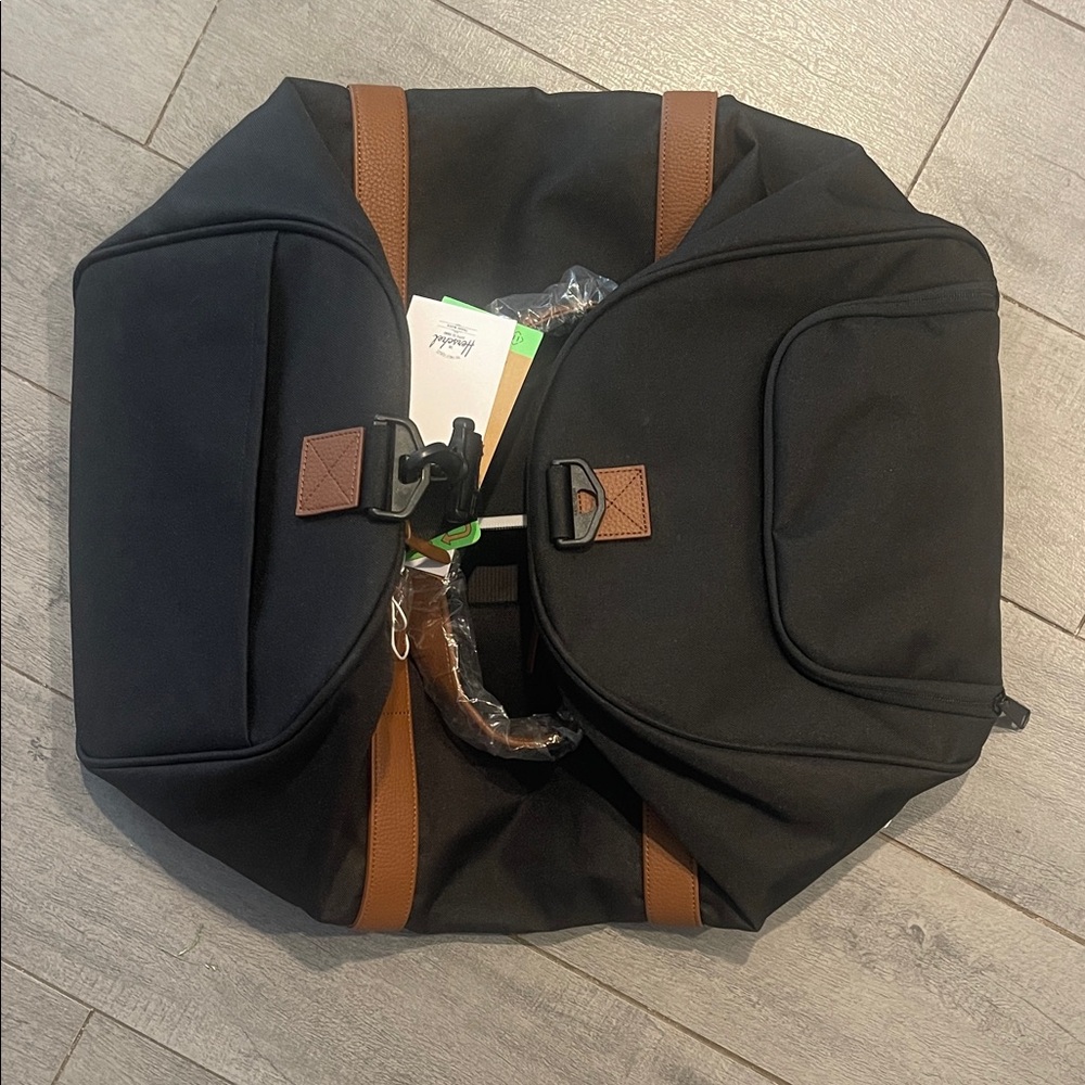 Herschel Supply Company Black Duffel Bag with Brown Straps